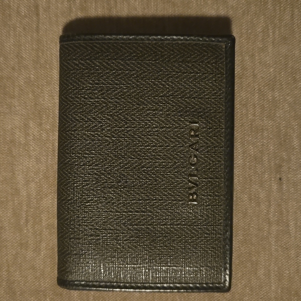 Bvlgari Card Holder Gray Textured